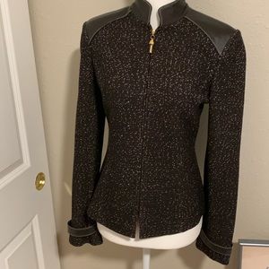 St John knit jacket with leather detailing